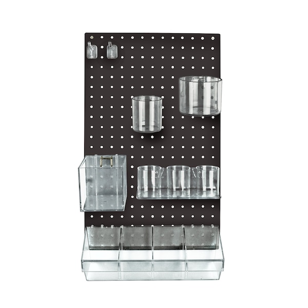Azar Displays 12-Piece Black Pegboard Organizer Kit with 1 Panel and Accessory 900942-BLK - main